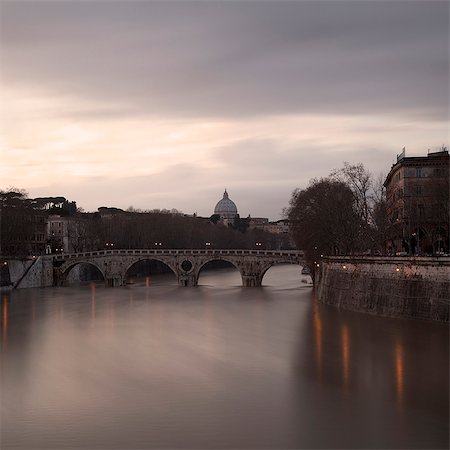 st peters church rome italy - Time lapse view of bridge over river Stock Photo - Premium Royalty-Free, Code: 614-08868335