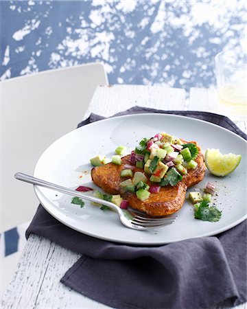 simsearch:614-08868898,k - Plate of Mexican fish with vegetables Stock Photo - Premium Royalty-Free, Code: 614-08868836