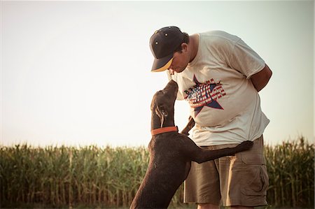 face to face pets - Man kissing chocolate labrador Stock Photo - Premium Royalty-Free, Code: 614-08874338