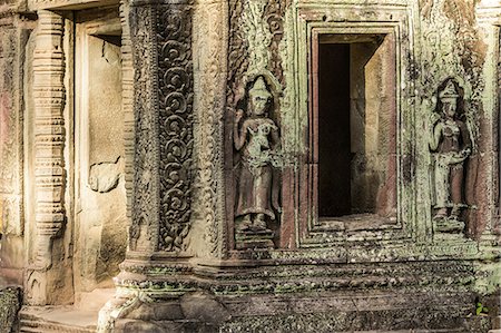 simsearch:614-08875205,k - Carvings at Ta Prohm Temple ruins at  Angkor Wat, Siem Reap, Cambodia Stock Photo - Premium Royalty-Free, Code: 614-08875199