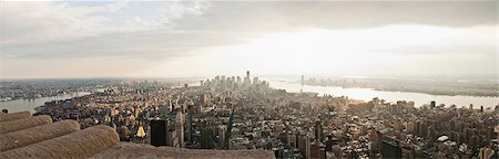 High angle view of Manhattan skyline, New York, USA Foto de stock - Sin royalties Premium, Código: 614-08875385