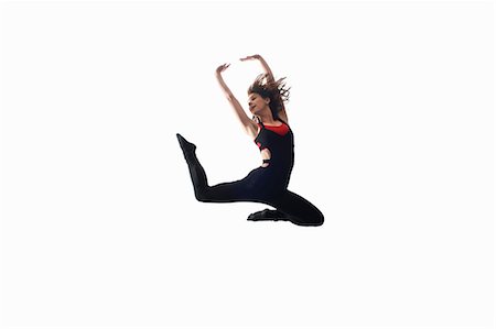 simsearch:614-08875951,k - Dancer in midair on white background Photographie de stock - Premium Libres de Droits, Code: 614-08875948