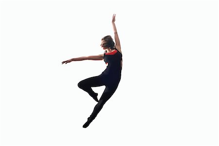 simsearch:614-08875951,k - Dancer in midair on white background Photographie de stock - Premium Libres de Droits, Code: 614-08875949