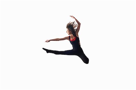simsearch:614-08875951,k - Dancer in midair on white background Photographie de stock - Premium Libres de Droits, Code: 614-08875950