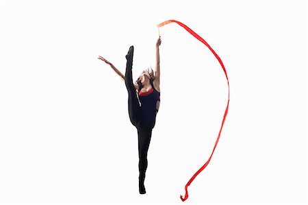 simsearch:614-08875951,k - Dancer with ribbon on white background Photographie de stock - Premium Libres de Droits, Code: 614-08875952