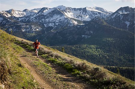 Male trail runner on the Wasatch Crest Trail, Banff National Park, Alberta, Canada Stock Photo - Premium Royalty-Free, Code: 614-08876524