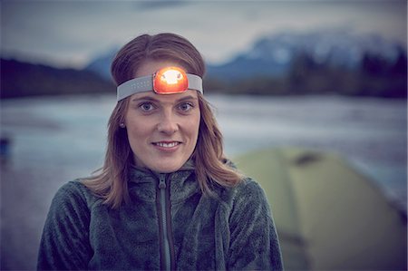simsearch:614-08877825,k - Portrait of young woman wearing headlamp, looking at camera Stock Photo - Premium Royalty-Free, Code: 614-08877832
