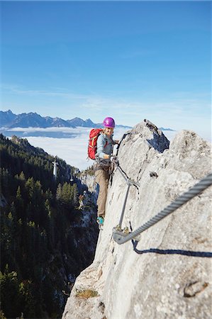 simsearch:614-06536896,k - Woman mountain-climbing, Tegelberg, Fuessen, Allgaeu, Germany Stock Photo - Premium Royalty-Free, Code: 614-08879180