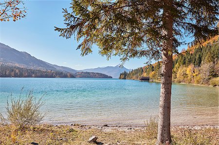 Landscape view of Lake Walchen, Bavaria, Germany Foto de stock - Sin royalties Premium, Código: 614-08879464