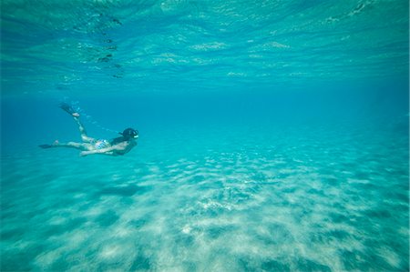 simsearch:6122-07707469,k - Snorkeler swimming underwater Photographie de stock - Premium Libres de Droits, Code: 614-08871417