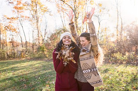 simsearch:400-05676627,k - Two  young women with autumn leaves Stock Photo - Premium Royalty-Free, Code: 614-08884465