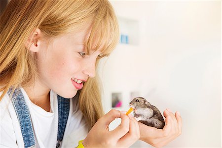 furry preteen - Girl feeding hamster Stock Photo - Premium Royalty-Free, Code: 614-08983107