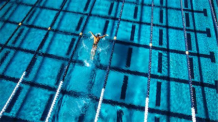 simsearch:614-08870825,k - Overhead view of swimmer in pool Stock Photo - Premium Royalty-Free, Code: 614-08983475