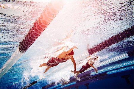 simsearch:614-08870825,k - Swimmers doing freestyle in lane Stock Photo - Premium Royalty-Free, Code: 614-08983472