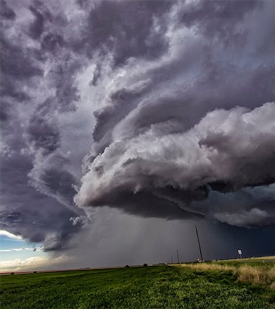 Rotating supercell clouds over rural area, Cope, Colorado, United States, North America Stock Photo - Premium Royalty-Free, Code: 614-08983684