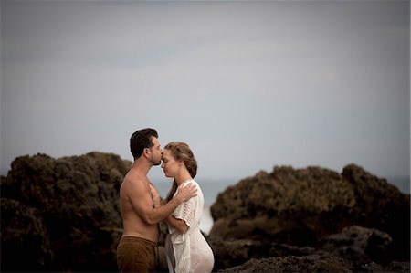 evening dress on beach - Romantic couple on beach, Malibu, California, US Stock Photo - Premium Royalty-Free, Code: 614-09039060