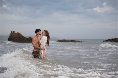 evening dress on beach - Romantic couple on beach, Malibu, California, US Stock Photo - Premium Royalty-Free, Code: 614-09039063