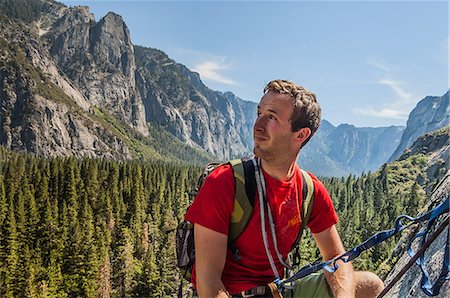 simsearch:614-09159742,k - Rock climber, looking away at view, Yosemite National Park, United States Stock Photo - Premium Royalty-Free, Code: 614-09159739