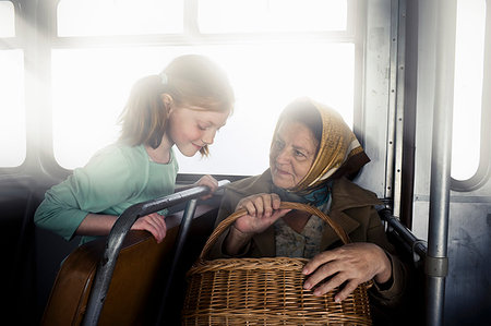 senior passenger side - Old Woman with a young girl Stock Photo - Premium Royalty-Free, Code: 614-09209733