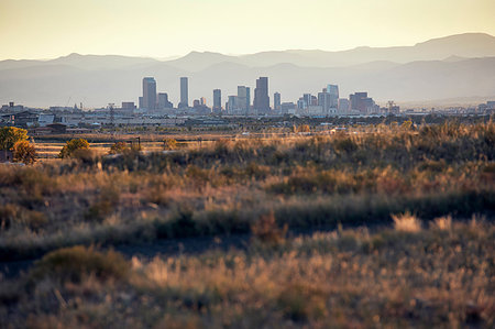 denver mountains - Landscape, skyline of skyscrapers in background, Denver, Colorado, USA Stock Photo - Premium Royalty-Free, Code: 614-09213798