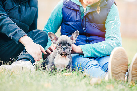 simsearch:614-08982763,k - Children playing with puppy on grass Stock Photo - Premium Royalty-Free, Code: 614-09253604
