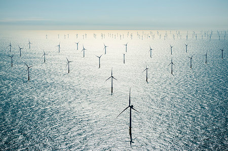 Offshore wind farm in the Borselle windfield, aerial view, Domburg, Zeeland, Netherlands Stock Photo - Premium Royalty-Free, Code: 614-09270177