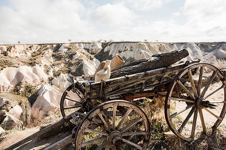 Cart and vases, Pigeon Valley, Göreme, Cappadocia, Turkey Foto de stock - Sin royalties Premium, Código: 614-09270556