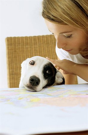simsearch:614-00599224,k - Dog and lady owner with map Stock Photo - Premium Royalty-Free, Code: 614-00599241