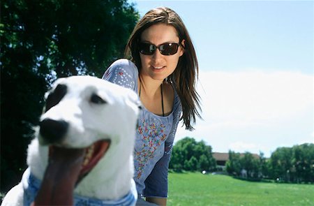 simsearch:614-00599224,k - Lady owner with dog outdoors Stock Photo - Premium Royalty-Free, Code: 614-00599274