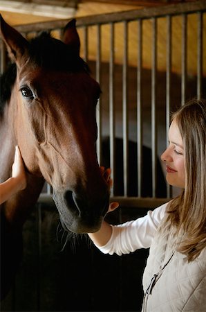simsearch:614-00602804,k - Jeune femme caresser le visage du cheval Photographie de stock - Premium Libres de Droits, Code: 614-00602808