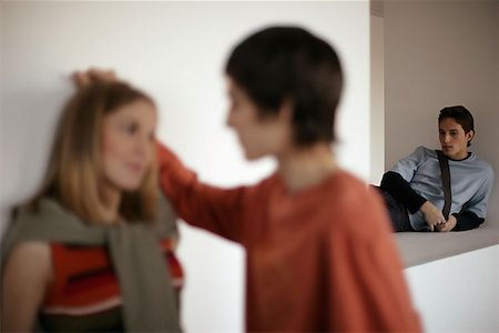 people hiding in a hallway - Students in a corridor Stock Photo - Premium Royalty-Free, Code: 614-00655658