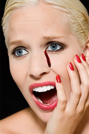 people in panic - Woman crying blood Stock Photo - Premium Royalty-Free, Code: 614-01088568
