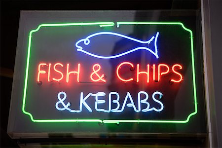 Fish and chip shop sign Stock Photo - Premium Royalty-Free, Code: 614-01268723