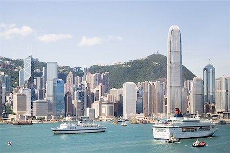 Buildings on victoria harbour hong kong Foto de stock - Sin royalties Premium, Código: 614-01435364