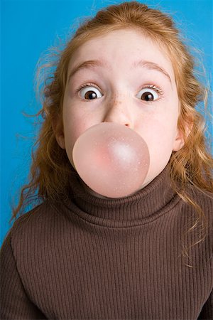 Girl with bubble gum Foto de stock - Sin royalties Premium, Código: 614-01559206