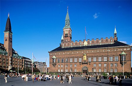 simsearch:614-02680253,k - Copenhagen City Hall und Quadrat Stockbilder - Premium RF Lizenzfrei, Bildnummer: 614-01626913