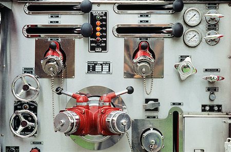 fire truck close - Close up of a control panel Stock Photo - Premium Royalty-Free, Code: 614-01819252