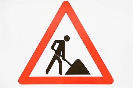 Roadworks sign Foto de stock - Sin royalties Premium, Código: 614-02004598