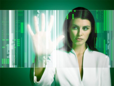 people hi tech data - Woman touching screen Stock Photo - Premium Royalty-Free, Code: 614-02002671