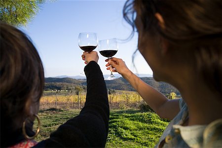 Women raising wine glasses Stock Photo - Premium Royalty-Free, Code: 614-02049292