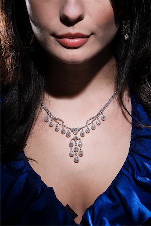diamond - Woman wearing diamond necklace Stock Photo - Premium Royalty-Free, Code: 614-02073142