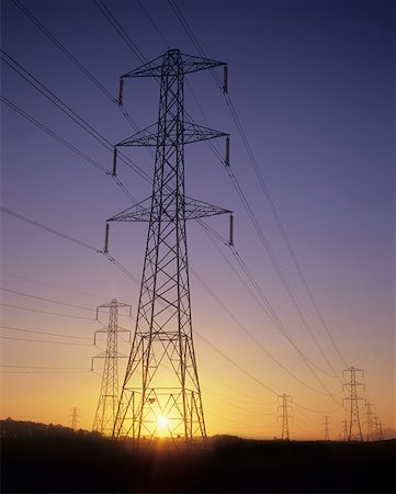 power lines in the sky - Electrical towers Stock Photo - Premium Royalty-Free, Code: 614-02240986