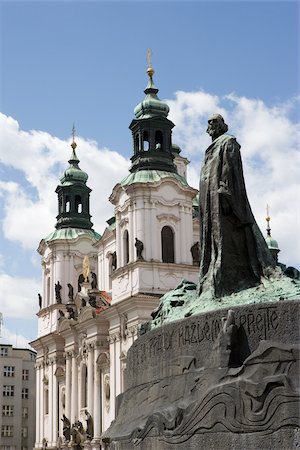 prague st nicholas church - Statue of jan hus prague Stock Photo - Premium Royalty-Free, Code: 614-02394151