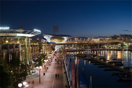 sydney night lights - Darling harbour at night Stock Photo - Premium Royalty-Free, Code: 614-02392763