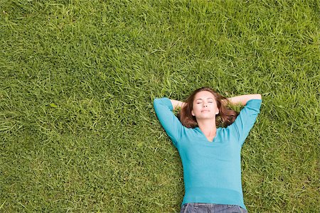 sleeping backyard - Woman sleeping on grass Stock Photo - Premium Royalty-Free, Code: 614-02392891