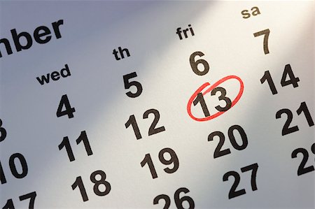 superstition - Date du calendrier Photographie de stock - Premium Libres de Droits, Code: 614-02393858