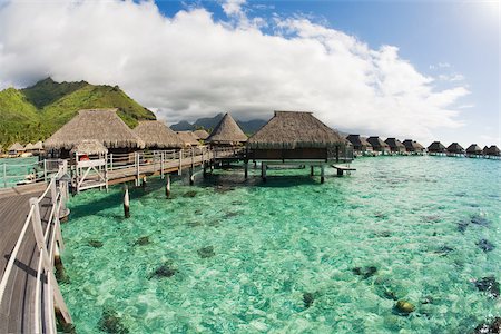 paradise holiday scene - Holiday resort in moorea Stock Photo - Premium Royalty-Free, Code: 614-02679640