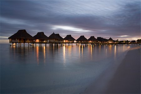 evening resort in beach - Holiday resort on bora bora Stock Photo - Premium Royalty-Free, Code: 614-02679655