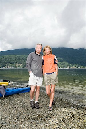 senior citizens kayaking - Couple by fjord Stock Photo - Premium Royalty-Free, Code: 614-02680129