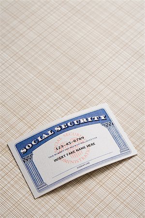 falso - Fake social security card Foto de stock - Sin royalties Premium, Código: 614-02739608